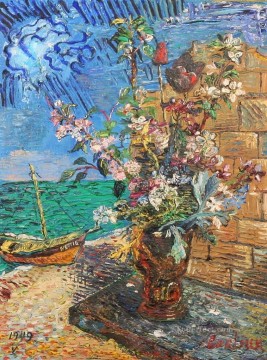 Russian Painting - flowers near the sea 1949 Russian